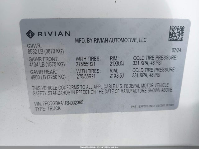 2024 RIVIAN R1T 7FCTGBAA1RN032395 Photo 8