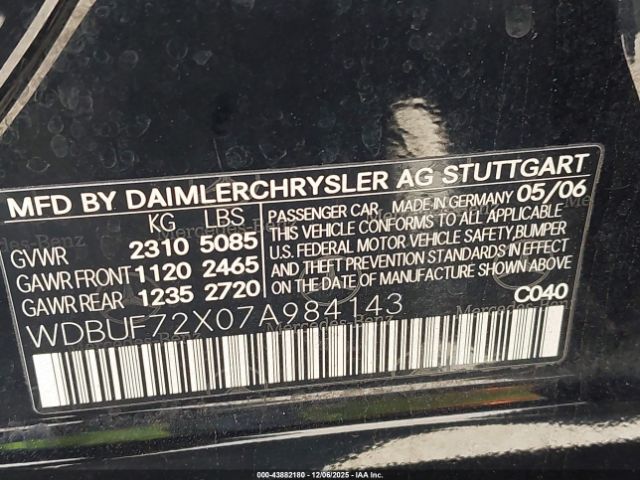 2007 MERCEDES-BENZ E 550 WDBUF72X07A984143 Photo 8