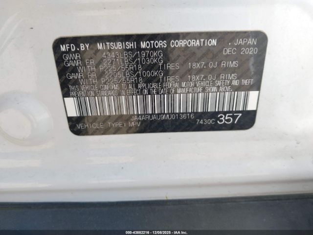2021 MITSUBISHI OUTLANDER SPORT JA4ARUAU9MU013616 Photo 8