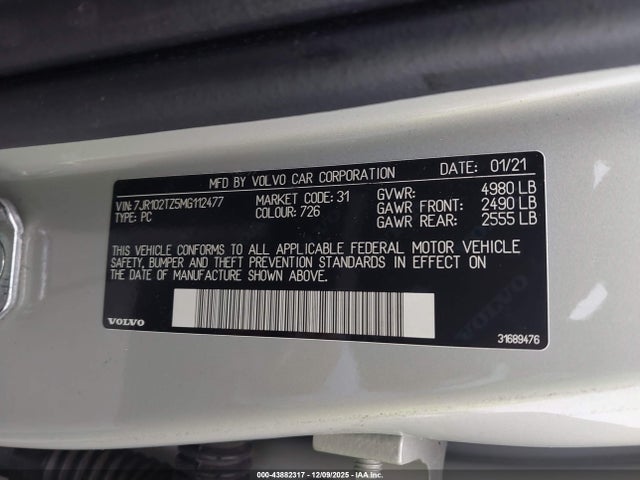 2021 VOLVO S60 7JR102TZ5MG112477 Photo 8