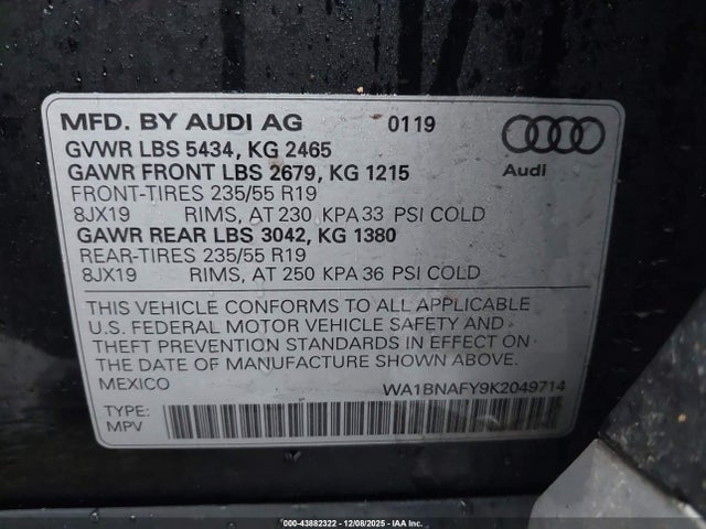 2019 AUDI Q5 WA1BNAFY9K2049714 Photo 8