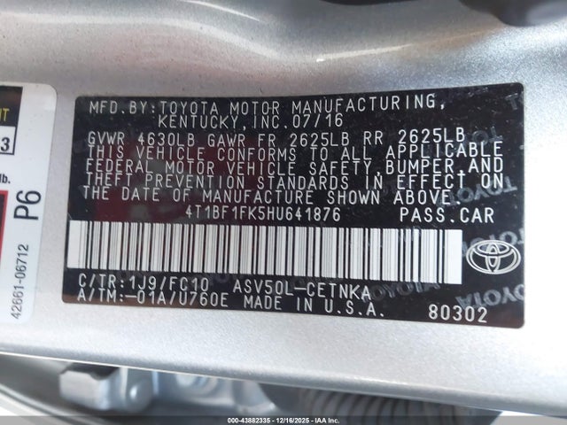 Toyota CAMRY LE 2017 4T1BF1FK5HU641876 Image 9