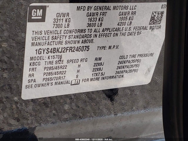 2015 CADILLAC ESCALADE 1GYS4BKJ2FR246075 Photo 8