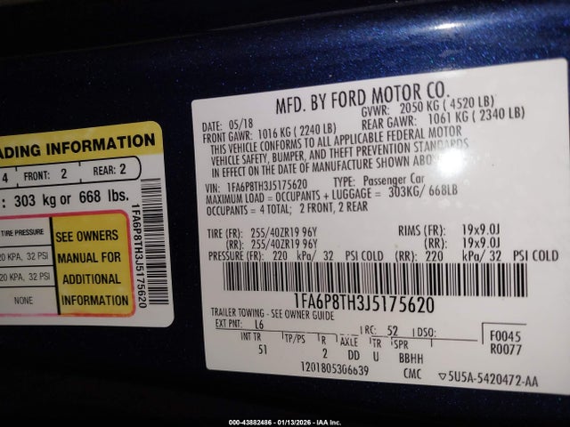 Ford Mustang Ecoboost 2018 1FA6P8TH3J5175620 Image 9