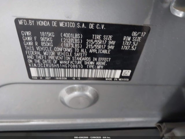 3CZRU5H51HG708610 Honda HR-V EX
