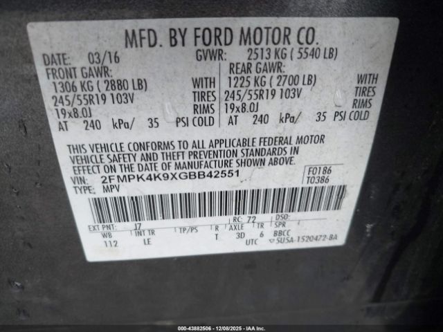 2016 FORD EDGE 2FMPK4K9XGBB42551 Photo 8