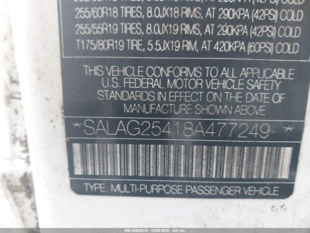 2008 LAND ROVER LR3 SALAG25418A477249 Photo 8