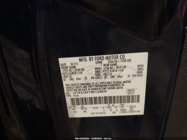 2011 FORD F-150 1FTFX1EF7BFC25833 Photo 8