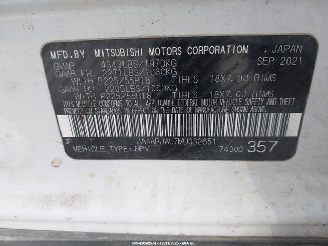 2021 MITSUBISHI OUTLANDER SPORT JA4ARUAU7MU032651 Photo 8
