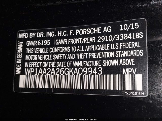 2016 PORSCHE CAYENNE WP1AA2A26GKA09943 Photo 8