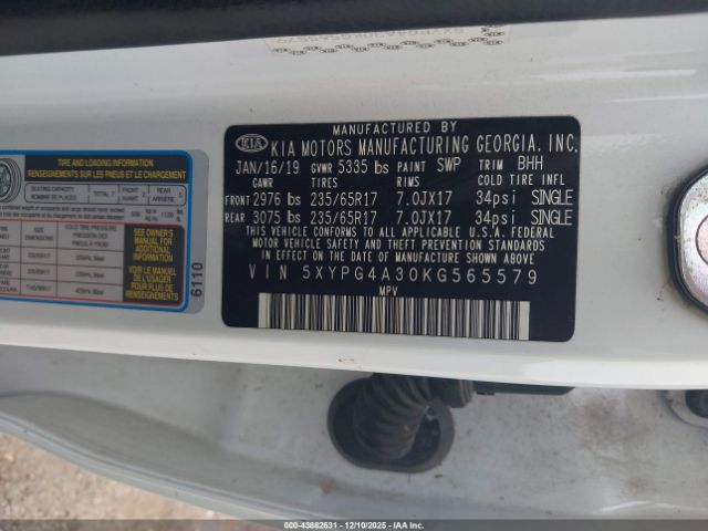 2019 KIA SORENTO 5XYPG4A30KG565579 Photo 8