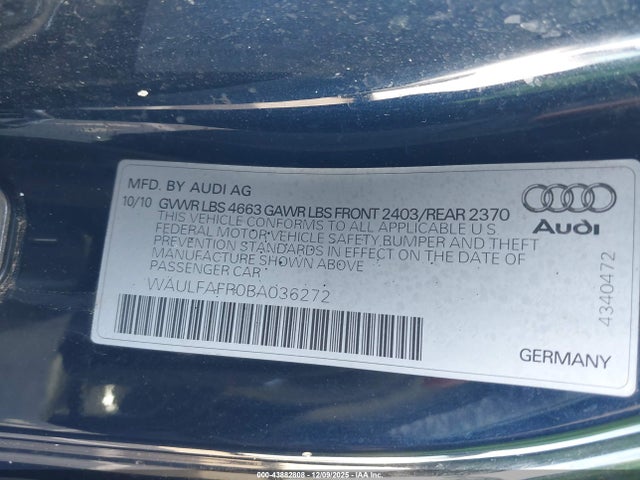 2011 AUDI A5 WAULFAFR0BA036272 Photo 8