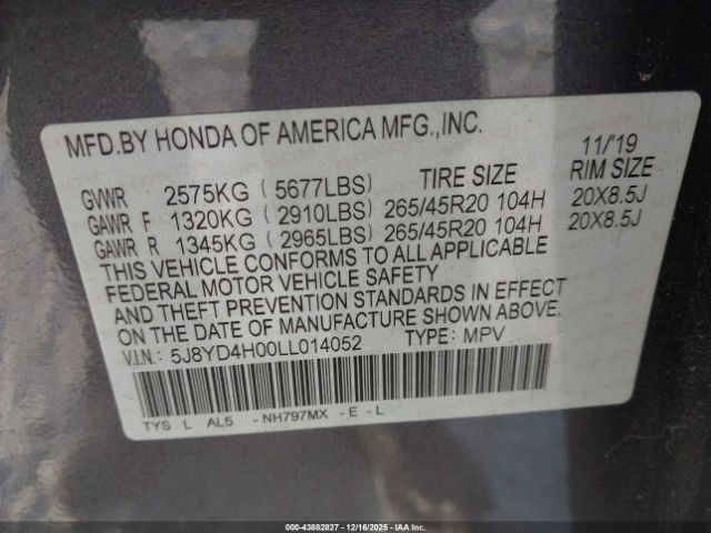 2020 ACURA MDX 5J8YD4H00LL014052 Photo 8