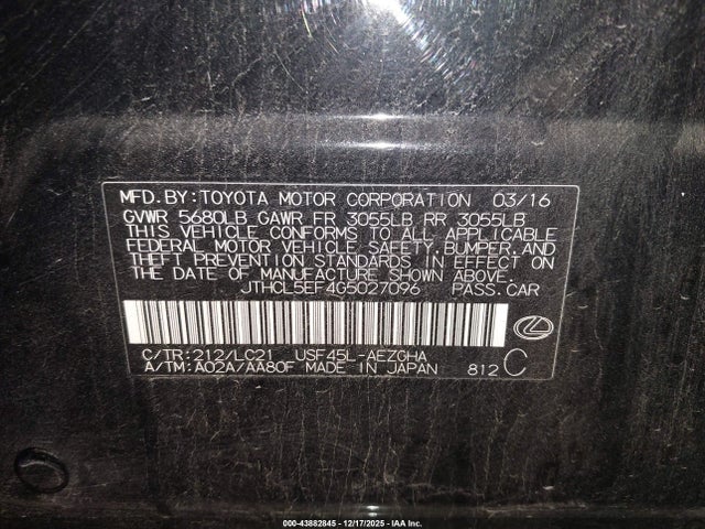 2016 LEXUS LS 460 JTHCL5EF4G5027096 Photo 8