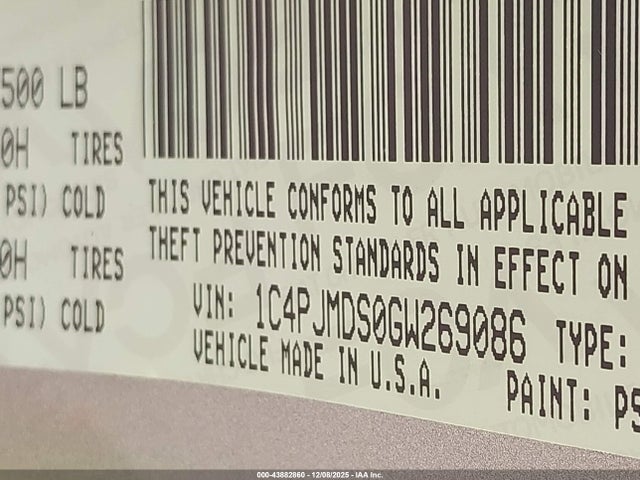 1C4PJMDS0GW269086 Jeep Cherokee