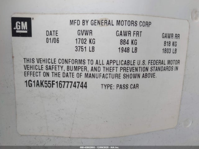 2006 CHEVROLET COBALT 1G1AK55F167774744 Photo 8