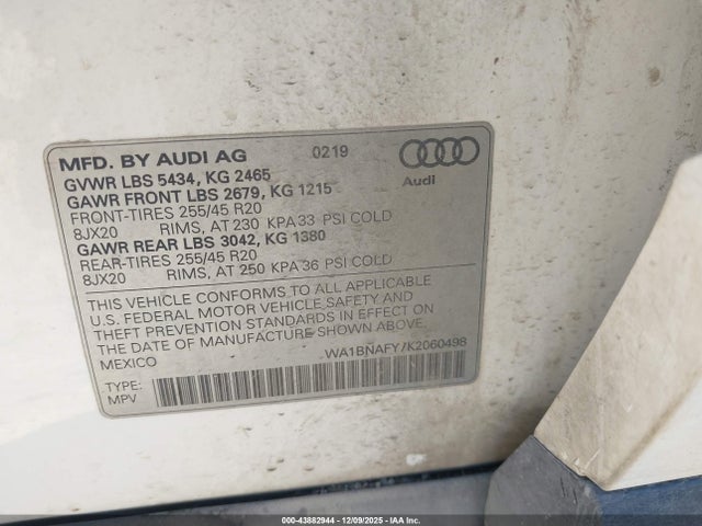 2019 AUDI Q5 WA1BNAFY7K2060498 Photo 8
