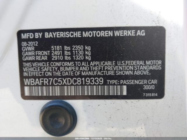 2013 BMW 535I WBAFR7C5XDC819339 Photo 8