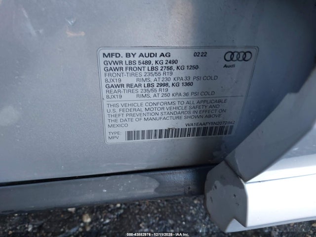 2022 AUDI Q5 WA1EAAFY5N2072842 Photo 8