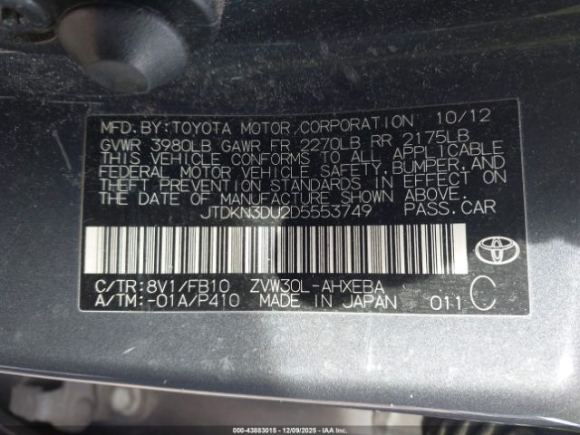 2013 TOYOTA PRIUS JTDKN3DU2D5553749 Photo 8