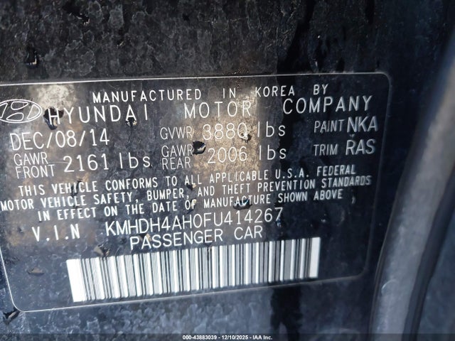 KMHDH4AH0FU414267 Hyundai Elantra Sport