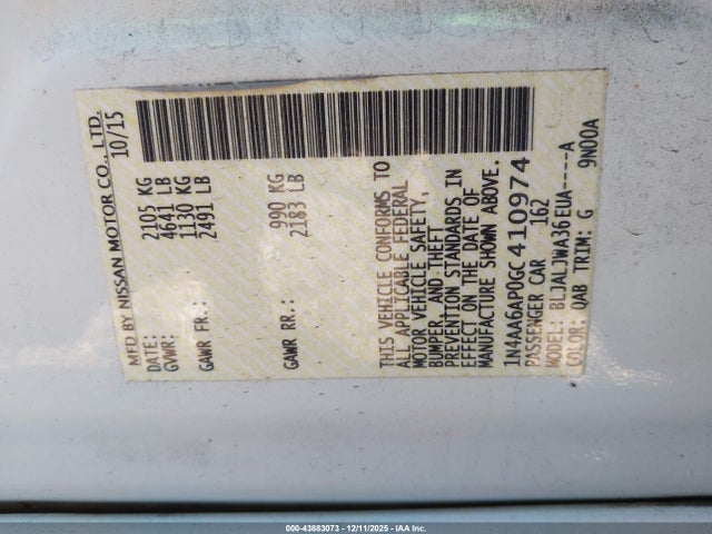 Nissan Maxima 3.5 Sv 2016 1N4AA6AP0GC410974 Image 9