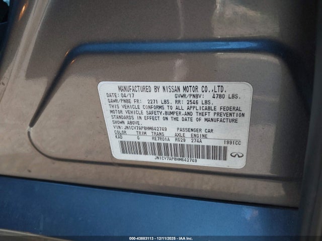 JN1CV7AP8HM642749 Infiniti Q50 2.0t Base