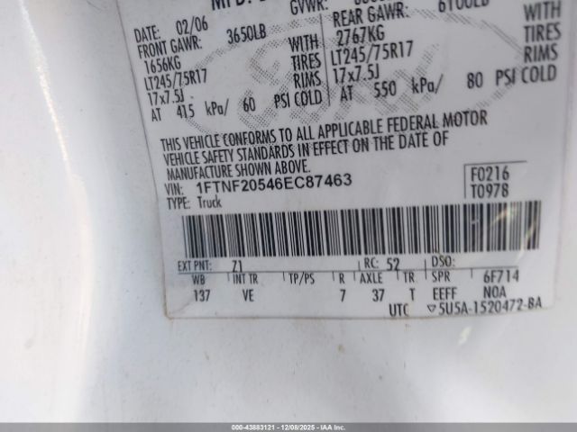 2006 FORD F-250 1FTNF20546EC87463 Photo 8