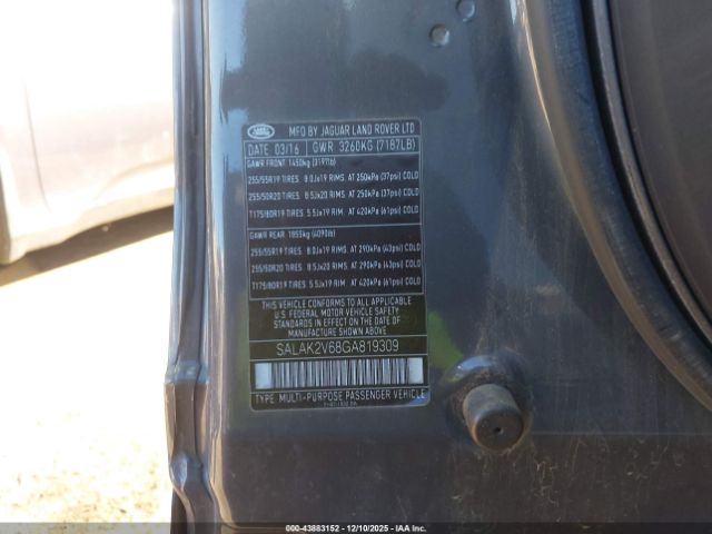 2016 LAND ROVER LR4 SALAK2V68GA819309 Photo 8