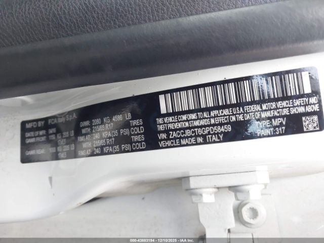 2016 JEEP RENEGADE ZACCJBCT6GPD58459 Photo 8