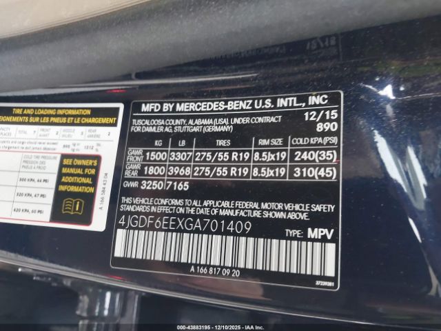 2016 MERCEDES-BENZ GL 450 4JGDF6EEXGA701409 Photo 8