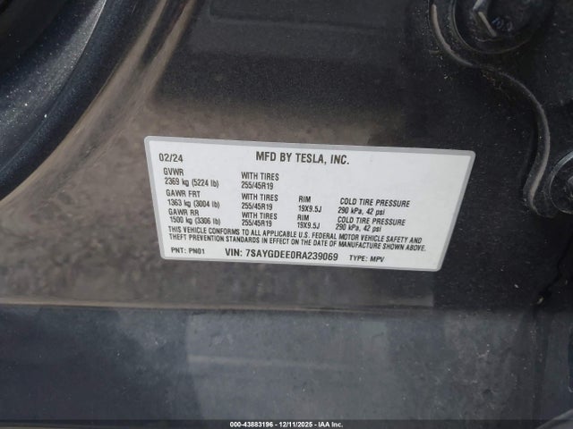 2024 TESLA MODEL Y 7SAYGDEE0RA239069 Photo 8