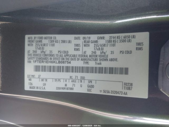 2019 FORD RANGER 1FTER1EH6KLB08754 Photo 8