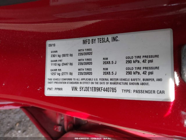 2019 TESLA MODEL 3 5YJ3E1EB9KF440785 Photo 8