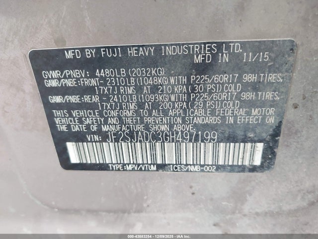 2016 SUBARU FORESTER JF2SJADC3GH497199 Photo 8