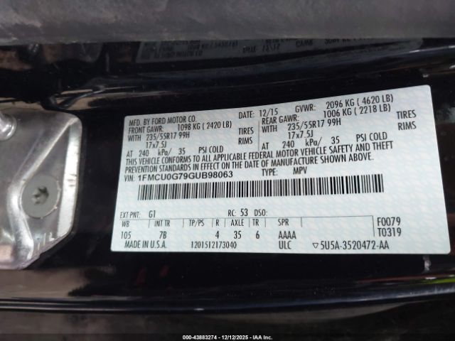 2016 FORD ESCAPE 1FMCU0G79GUB98063 Photo 8