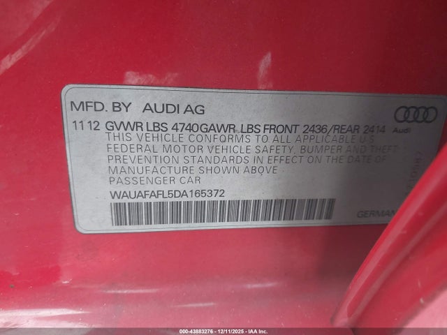 2013 AUDI A4 WAUAFAFL5DA165372 Photo 8