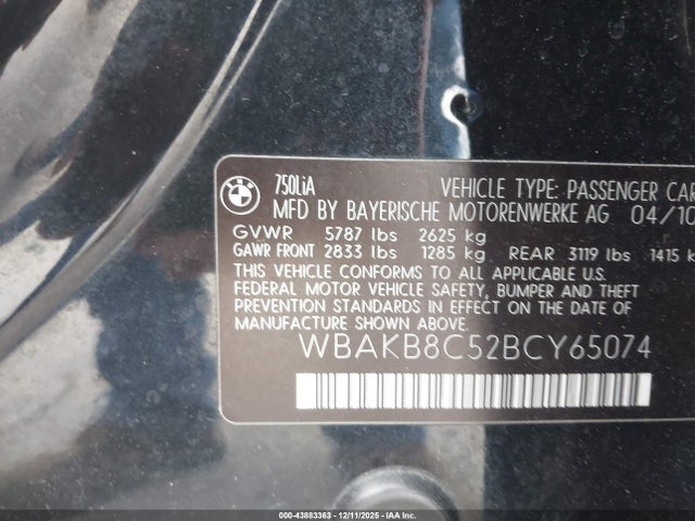 2011 BMW 750LI WBAKB8C52BCY65074 Photo 8