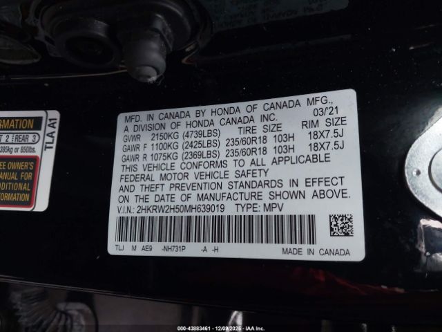 2021 HONDA CR-V 2HKRW2H50MH639019 Photo 8
