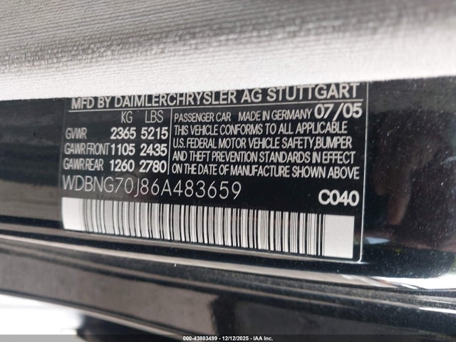 Продажа на аукционе авто 2006 Mercedes-benz S 430, vin: WDBNG70J86A483659, номер лота: 43883499