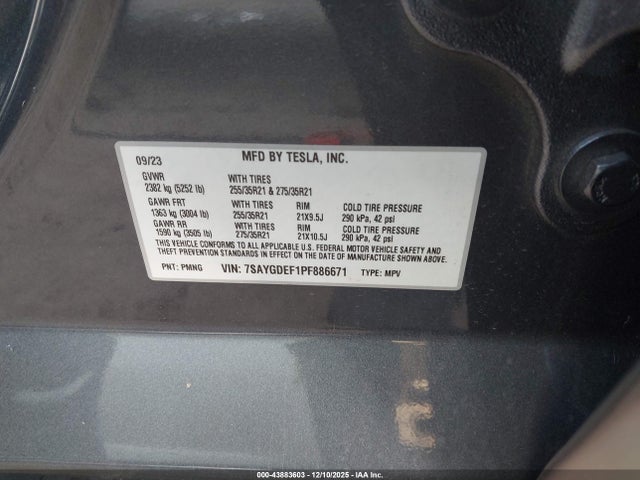 2023 TESLA MODEL Y 7SAYGDEF1PF886671 Photo 8