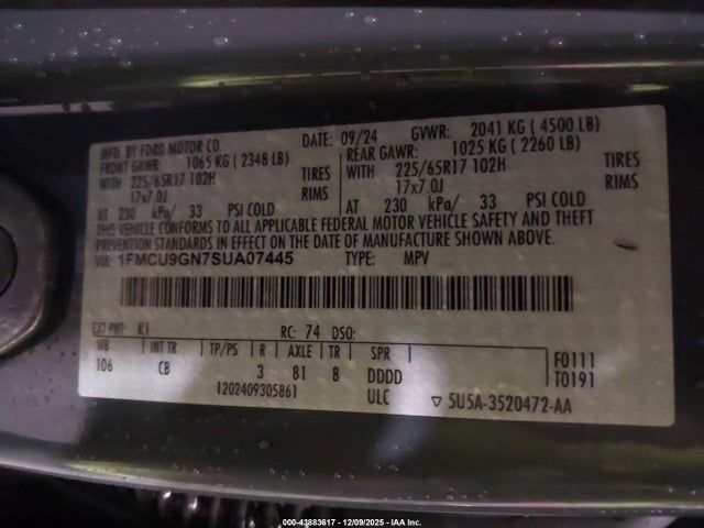 Ford Escape Active 2025 1FMCU9GN7SUA07445 Image 9