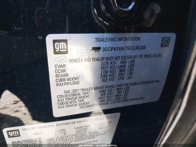 3GCPKFEK7SG139188 Chevrolet Silverado 1500 4wd Short Bed Lt Trail Boss