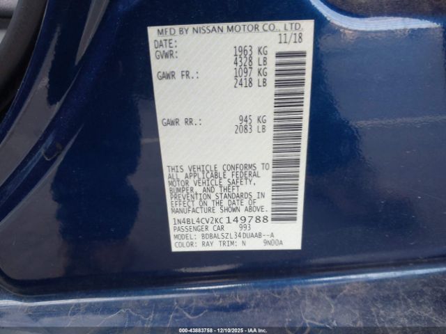 2019 NISSAN ALTIMA 1N4BL4CV2KC149788 Photo 8