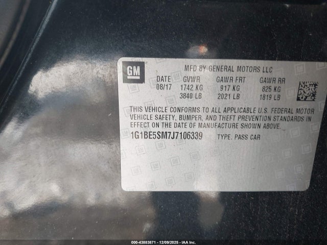 1G1BE5SM7J7106339 Chevrolet Cruze Lt Auto