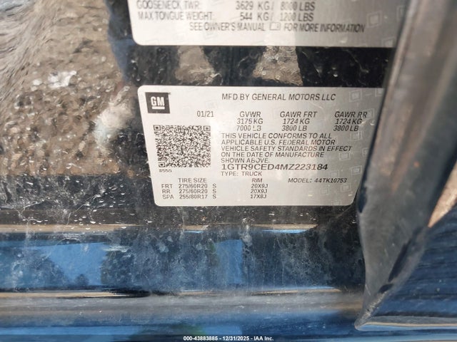 Продажа на аукционе авто 2021 Gmc Sierra 1500 4wd  Standard Box Elevation, vin: 1GTR9CED4MZ223184, номер лота: 43883885