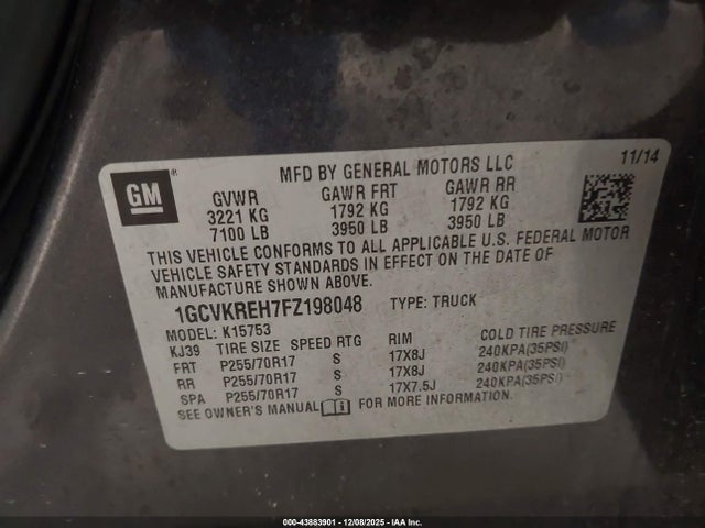 1GCVKREH7FZ198048 Chevrolet Silverado 1500 1lt