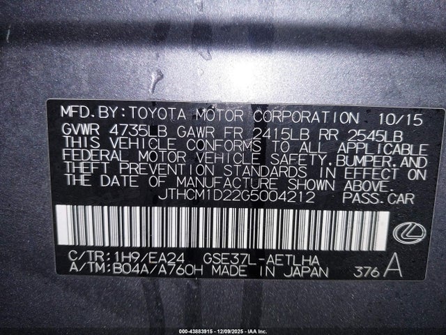 2016 LEXUS IS 300 JTHCM1D22G5004212 Photo 8