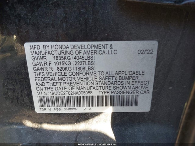 Продаж на аукціоні авто 2022 Acura Ilx, vin: 19UDE2F82NA005988, номер лоту: 43883991