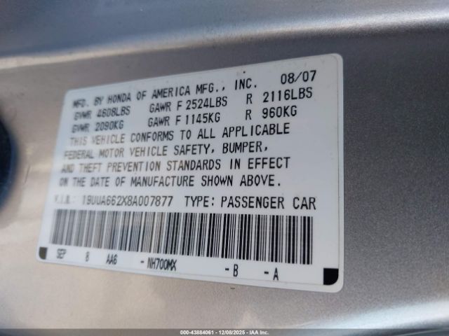 2008 ACURA TL 19UUA662X8A007877 Photo 8